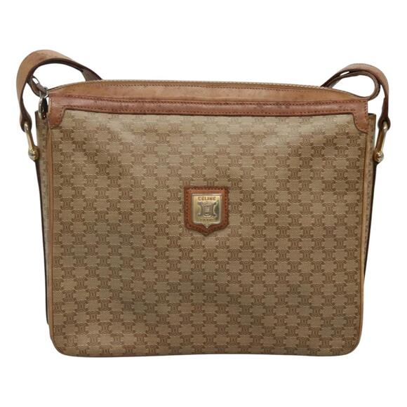 CELINE Macadam Canvas Shoulder Bag Pvc Beige Gold - Picture 2 of 13